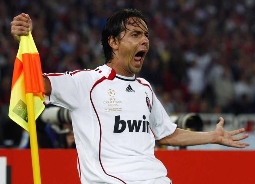 23 maggio 2007 - Finale Champions ad Atene, Milan-Liverpool 2-1, doppietta di Inzaghi. E&#39; la rivincita del Diavolo, battuto due anni prima dai Reds ai rigori dopo la clamorosa rimonta da 3-0 a 3-3. Archivio Rcs